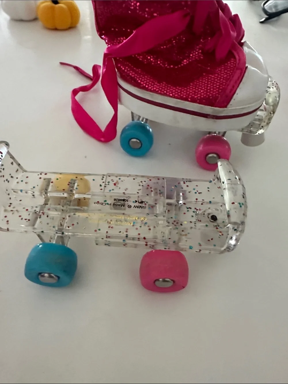 Build a Bear Kids hot pink Glitter High-Top Roller Skate Sneakers